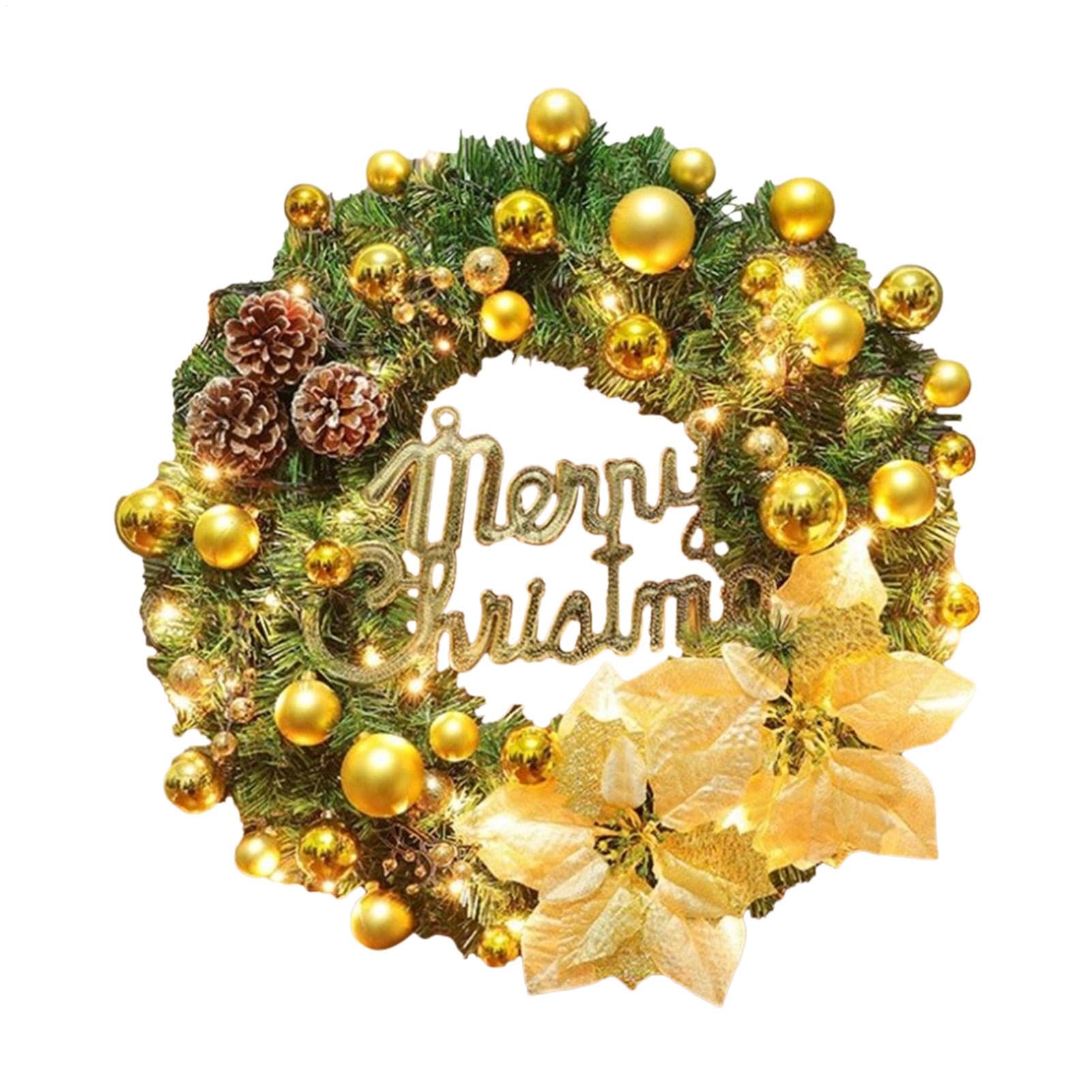 Guirnalda de Navidad con Luces, Guirnalda de Navidad iluminada | Guirnalda para Puerta de Navidad,Guirnalda navideña para Exteriores de 15,75 Pulgadas Decorada con de Colección navideña para