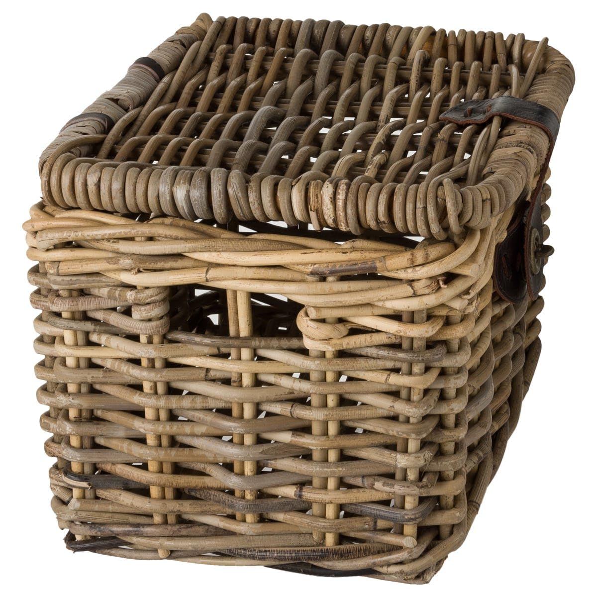 FAST RIDER Junior Fahrradkorb Vorne für Kinderfahrrad, 8L Fahrrad Korb für Schulranzen, Bike Basket mit Deckel, Ergonomisch, Modisch, Schutz vor Regen, Handgemacht - Rattan Beige