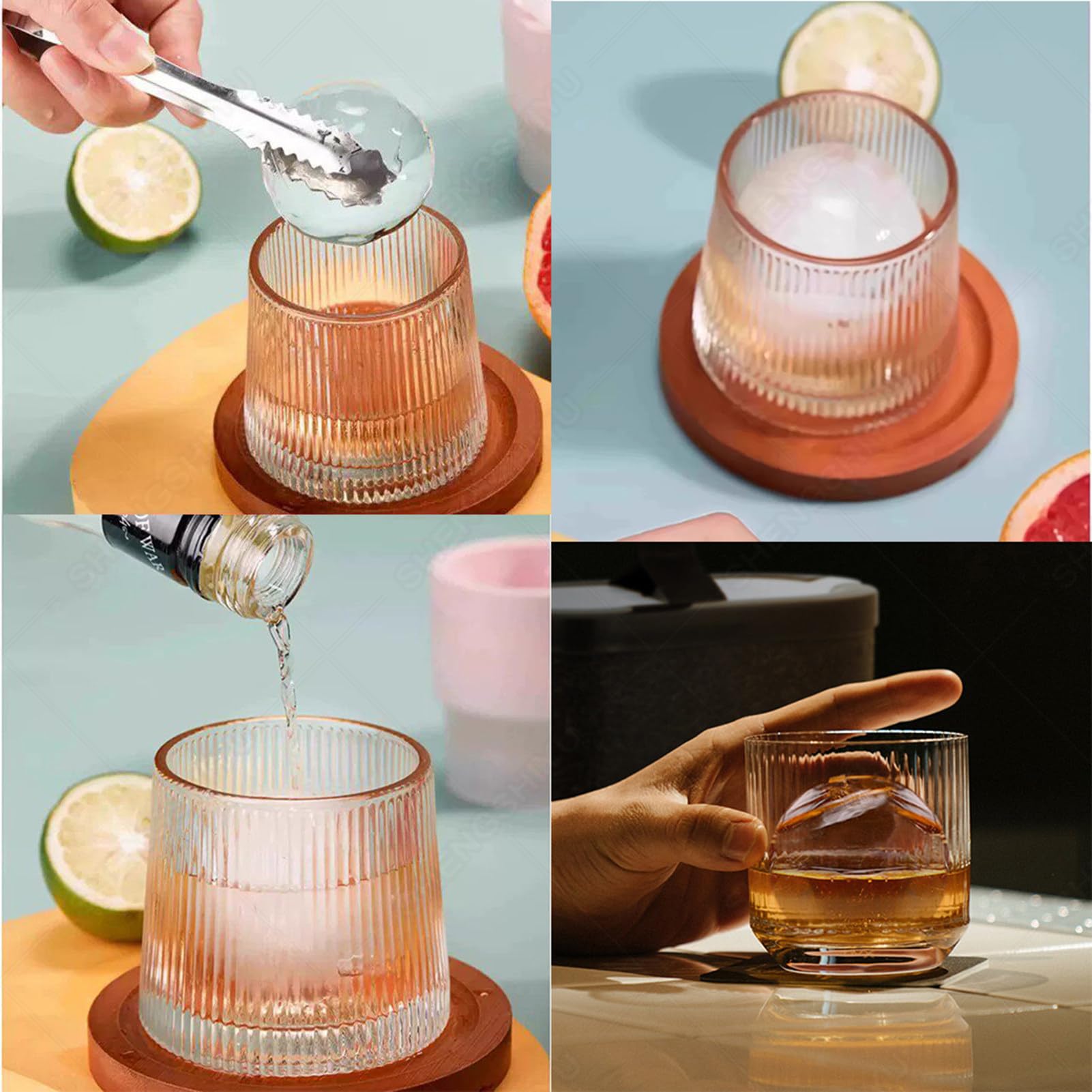 Macchina per cubetti di ghiaccio, fabbricatore di sfere di ghiaccio portatile da 180 W, serbatoio dell'acqua da 1,2 litri, produce 2 sfere di ghiaccio grandi da 50 mm per ciclo, funzione di autop