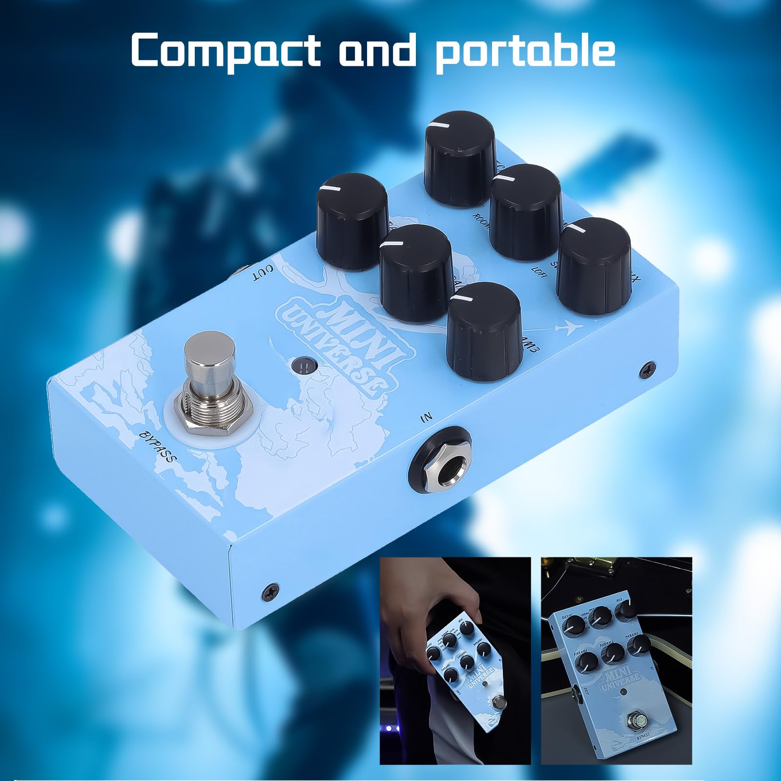 Nikou M-VAVE - Pedale effetto chitarra 9 tipi di Hall, effetto reverb caldo e autentico sonoro digitale modellazione reverb (blu)