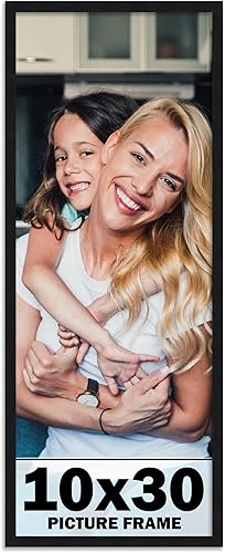 Miniatura 1 de Marco de fotos negro de 10 x 30 pulgadas, marco de fotos moderno completo que incluye protector de acrílico UV, tablero de respaldo de espuma sin