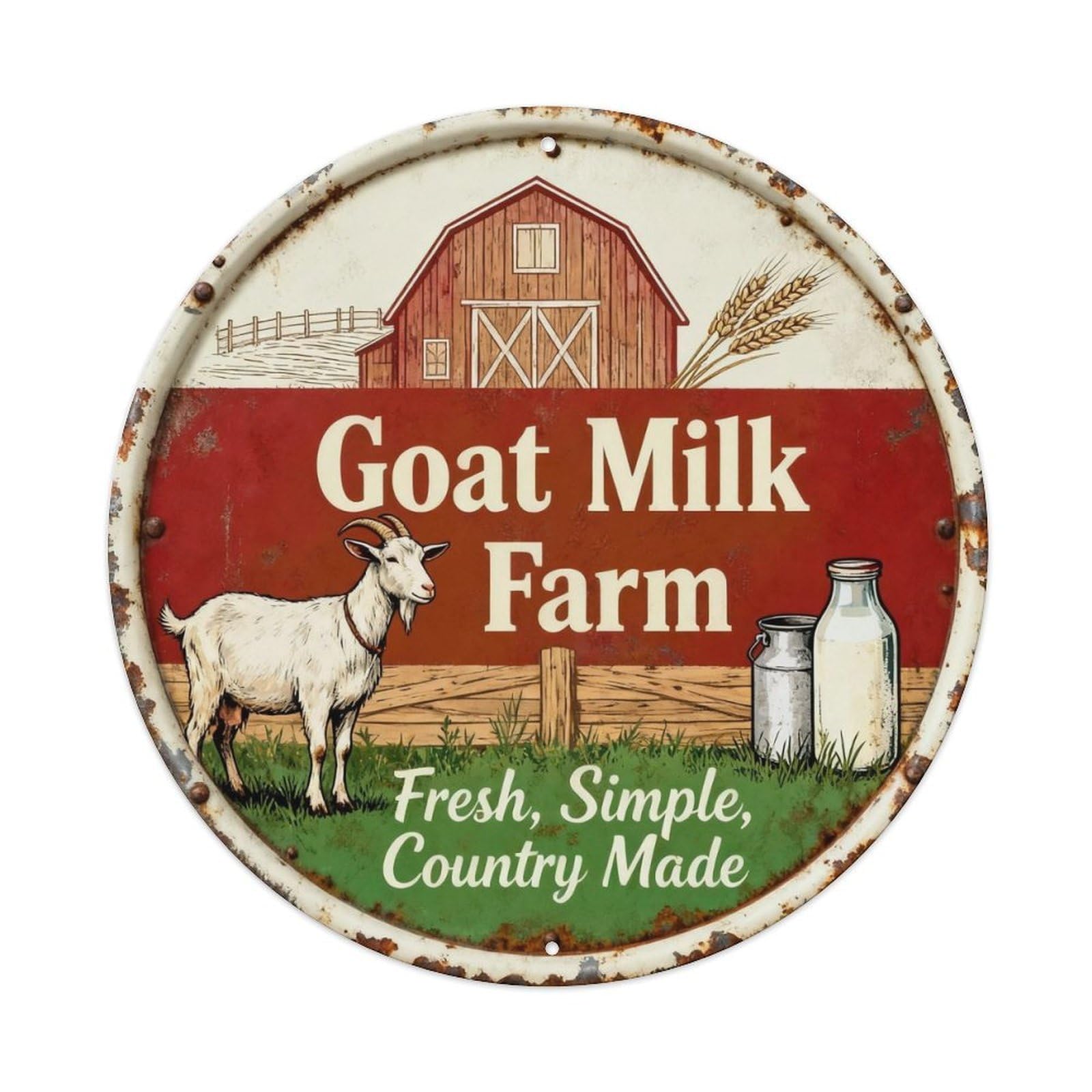 Goat Milk Farmhouse Dairy Decor Metal Tin Sign Plaque