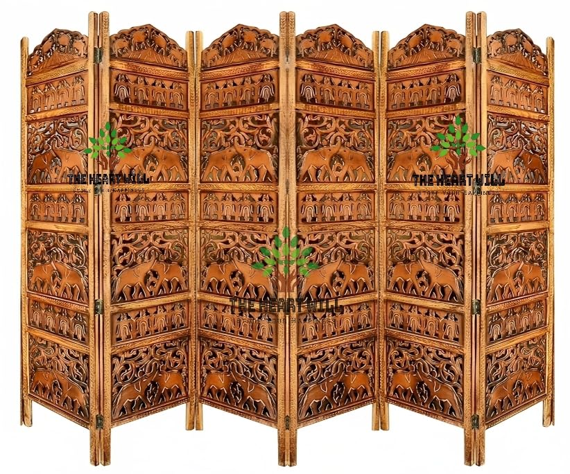 Buy THEHEARTWILL® Elephant Design Wooden partition for Living Room