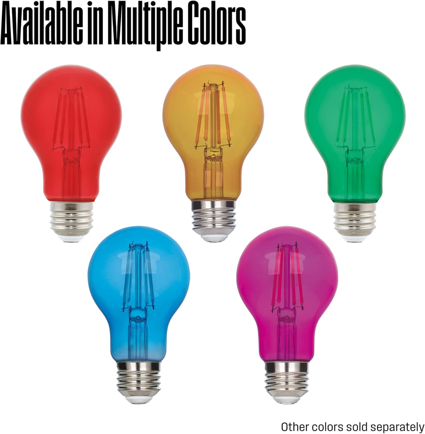 Westinghouse 53720EC2 4.5 Watt (40 Watt Equivalent) A19 Omni Filament Red LED Light Bulb Medium (E26) Base, 2-Pack