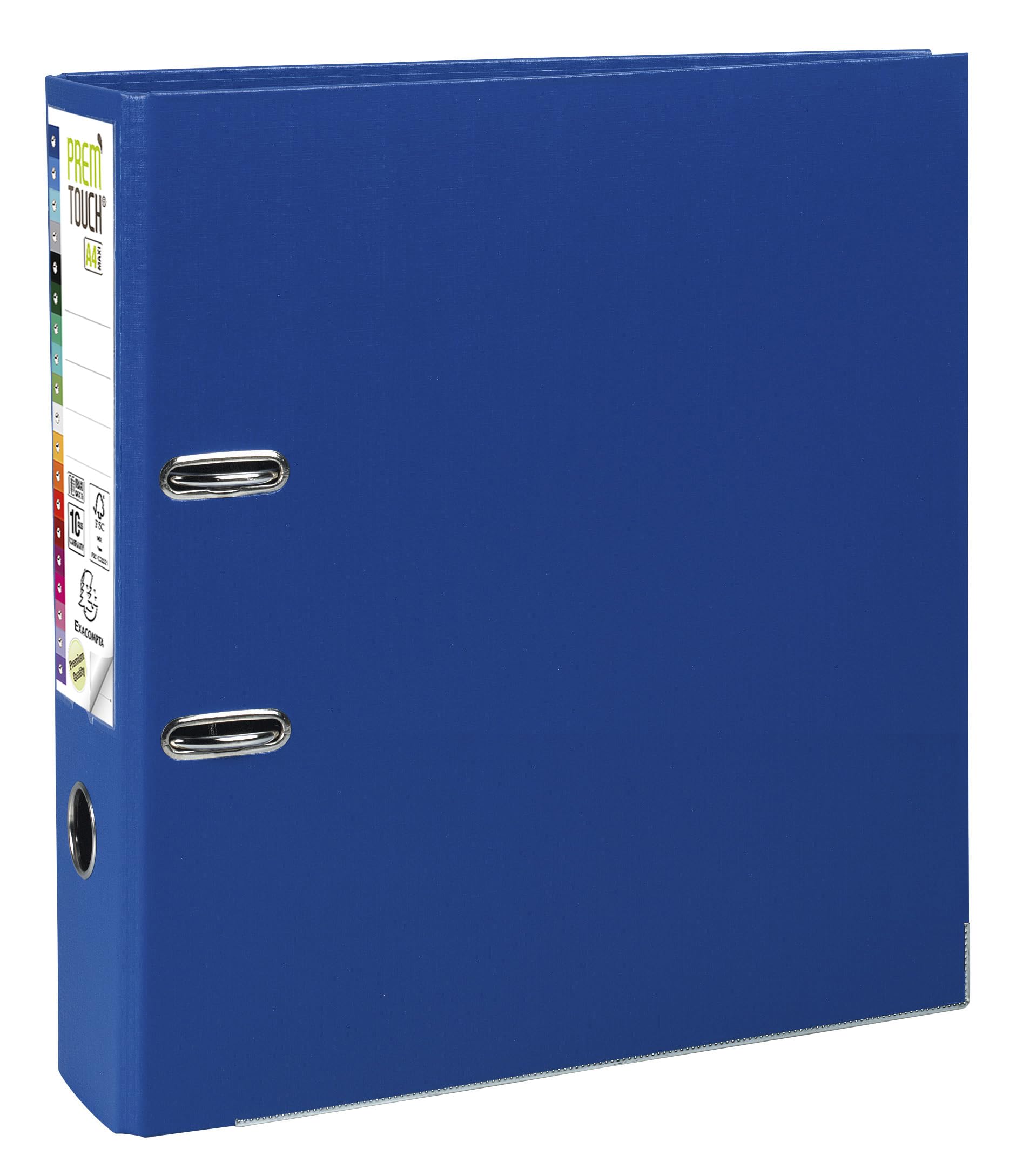 Exacompta 53352E 10er Pack Premium Kunststoff-Ordner Prem´Touch. 8 cm breit DIN A4 MAXI Ringordner Aktenordner Briefordner Büroordner Plastikordner Schlitzordner dunkelblau