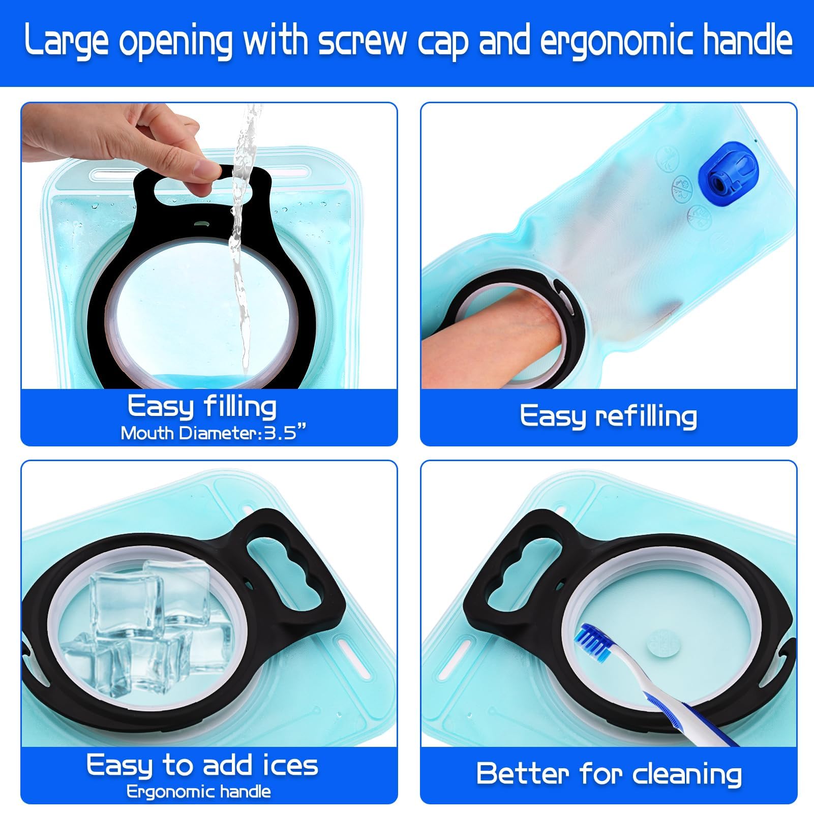 Sacca per l'idratazione, sacca d'acqua da 1,5-2-3 l, per zaino da escursionismo, senza BPA, a prova di perdite, borsa per l'idratazione, per campeggio, ciclismo, corsa