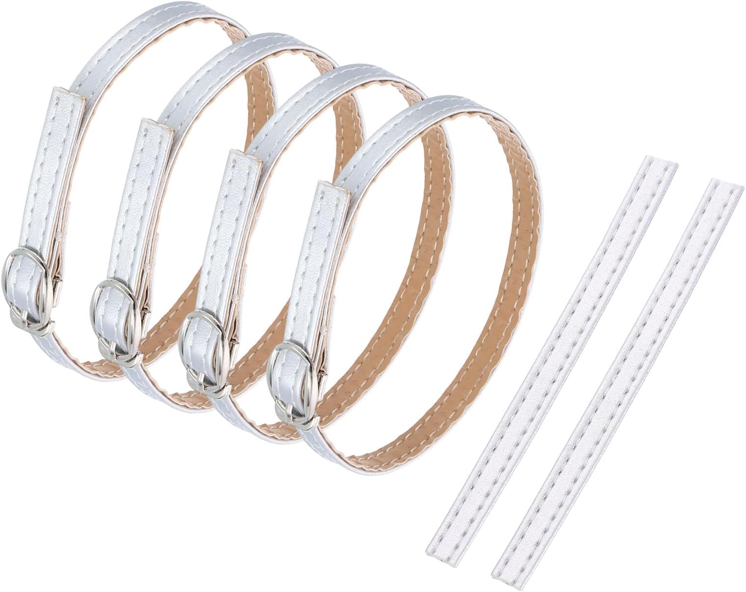 uxcell Shoe Belt, 3 Pieces, PU Leather, Shoe Heel Band, Retrofit Prevention, Removable, Adjustable, Replacement Silver
