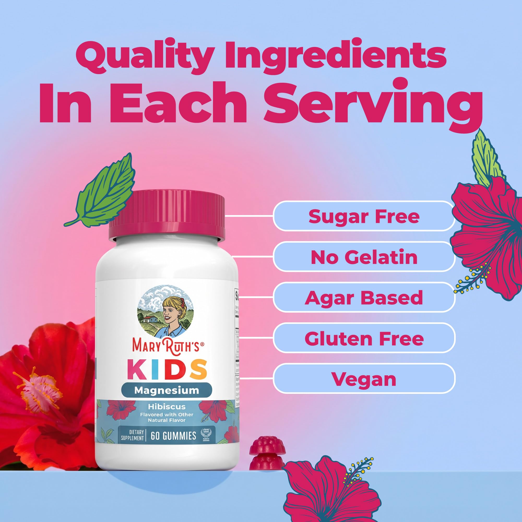 MaryRuth's Kids Magnesium Gummies, 50mg Magnesium Citrate for Kids 4+, 60ct — Amazon image 4