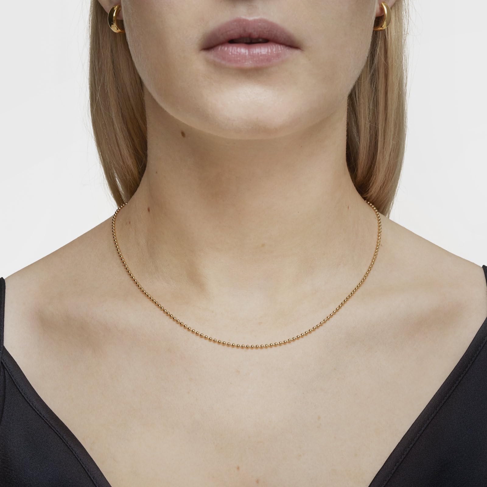 TOUS Gargantilla para Mujer con Baño de Oro de 18 Kt sobre Plata de Primera Ley con Bolas, 45 cm de Largo,Colección Basics