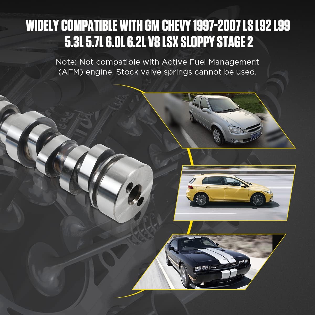 KAISAL Sloppy Stage 2 Camshaft .585/.585 Engine Camshaft Hydraulic Roller Lift Cam E-1840-P ls Camshaft Compatible for GM Chevy Chevrolet 1997-2007 LS L92 L99 5.3L 5.7L 6.0L 6.2L V8 LSx