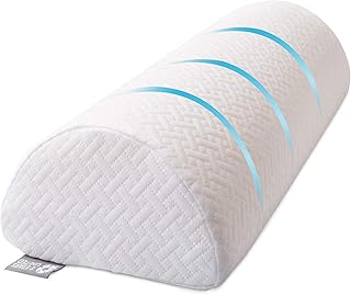 Half Moon Bolster Semi-Roll Pillow - Ankle and Knee Support - Leg Elevation - Back, Lumbar, Neck Pain Relief - Pad for Sid...