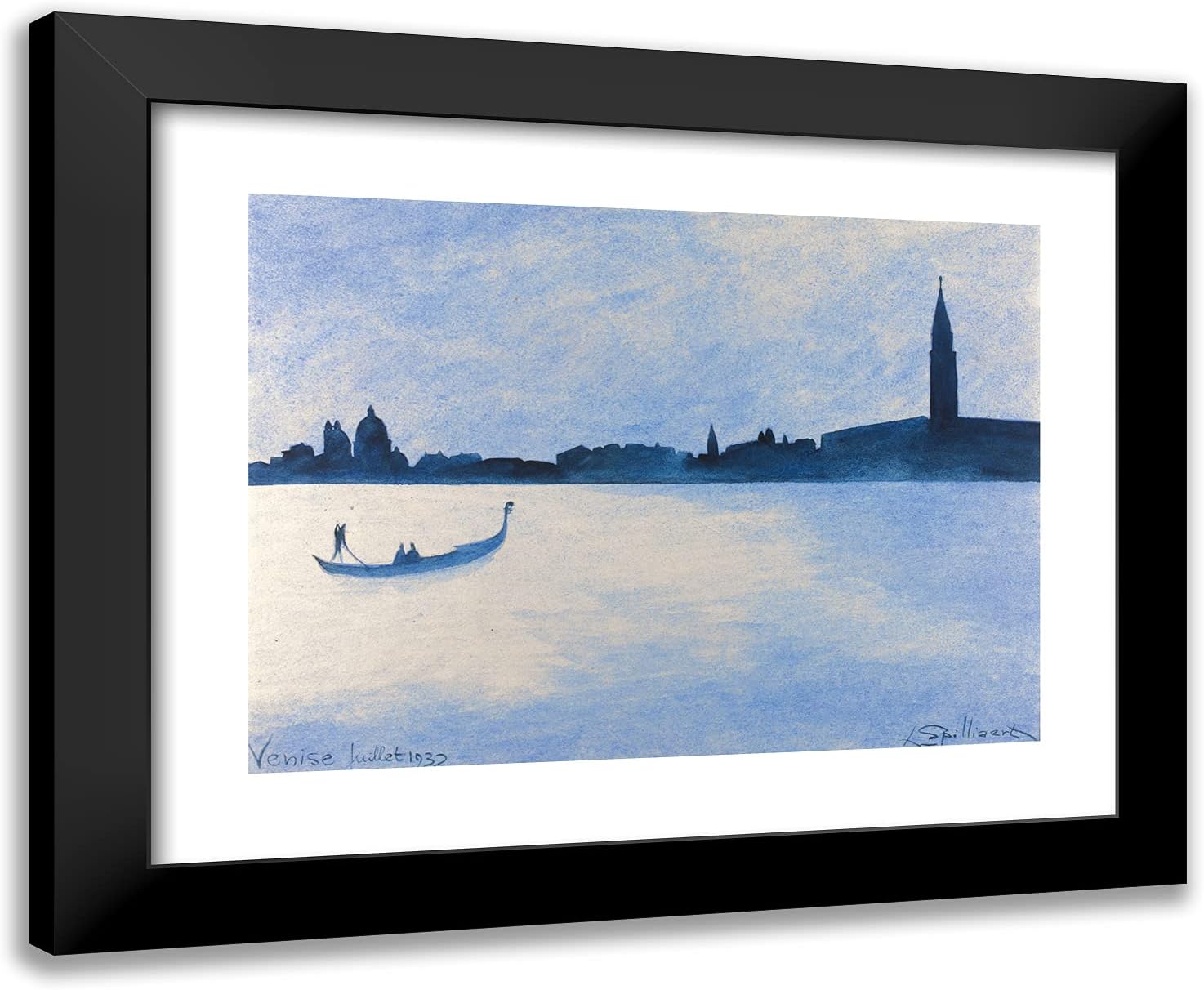 ArtDirect Spilliaert, Leon 24x20 Black Ornate Framed Art Print with Double Matting Titled: Venise