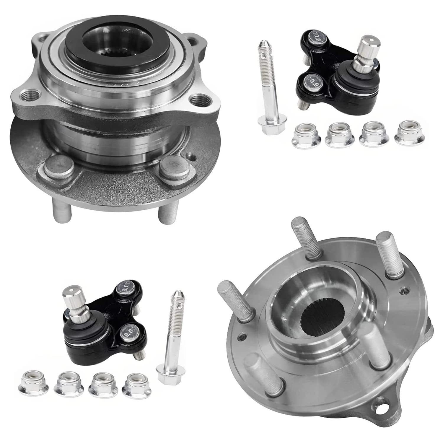 Detroit Axle - Front 4pc Wheel Bearings Hubs Kit for Hyundai Sonata Tucson