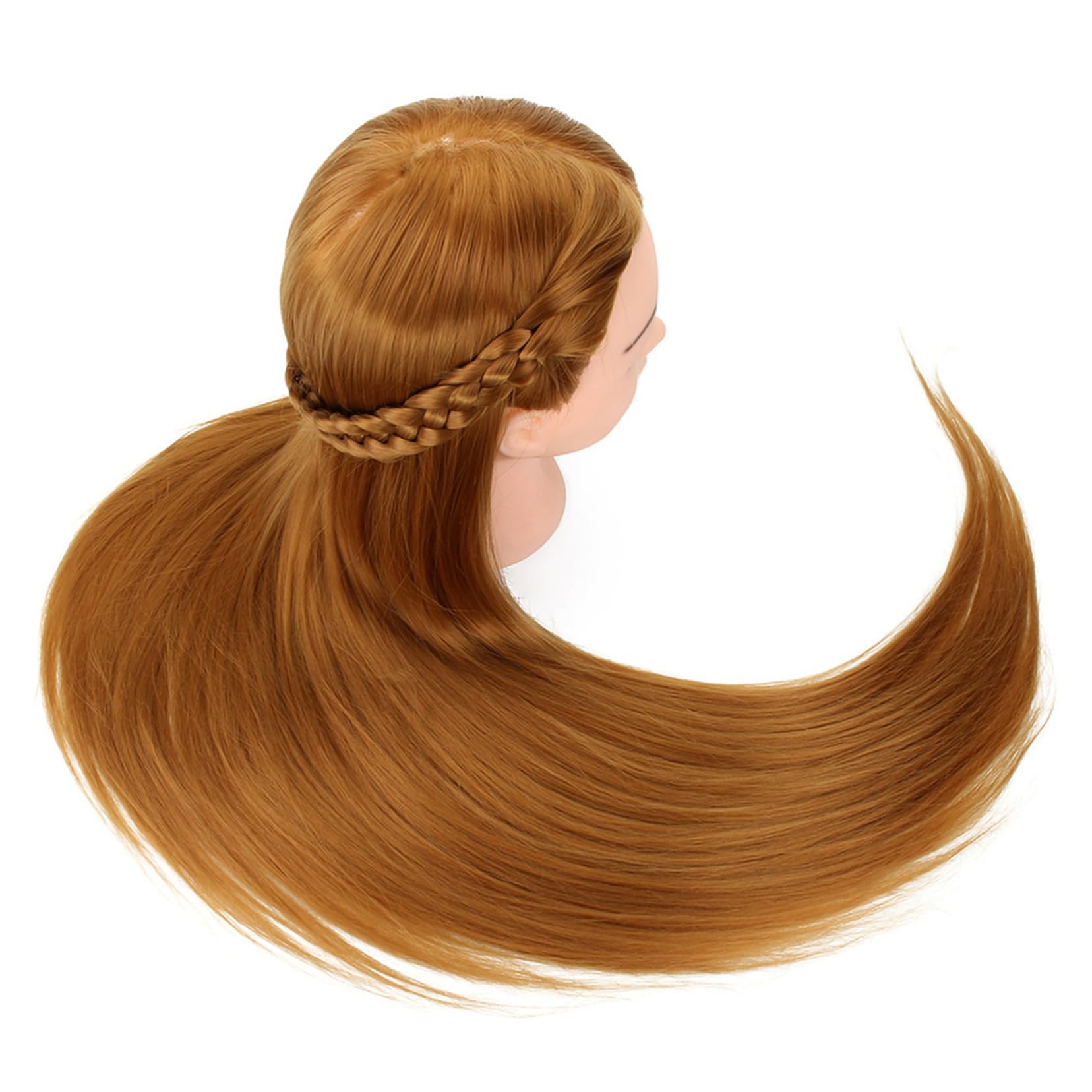 IWOWHERO Hair Training Mannequin Head for Cosmetology Practice Golden Braiding Model for Hairstyling Cutting Adornment Display for Students Salons Beginners