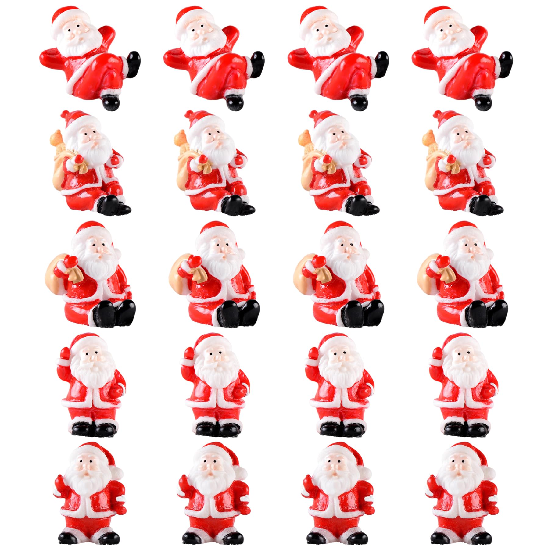 Ngbbby Santa Figurines 20Pcs Mini Santa Statue Delicate Lovely Resin Miniature Christmas Decorations
