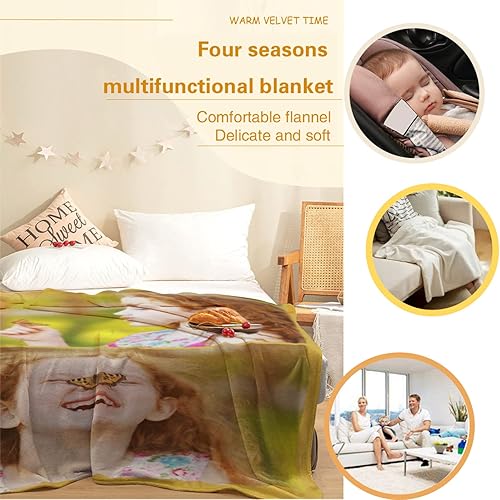 Miniatura 4 de SIMIEEK Manta personalizada con fotos, mantas y mantas hechas en Estados Unidos, mantas personalizadas con fotos y texto para adultos, niños,