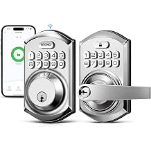 TEEHO WiFi Smart Door Lock, Keypad Door Lock with Handle, Satin Nickel