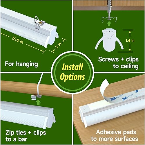 Miniatura 4 de Luces de cultivo T5 para inicio de semillas, 16 pulgadas de largo, 2 unidades (10 W x 2) barra de luz LED de espectro completo con reflectores para
