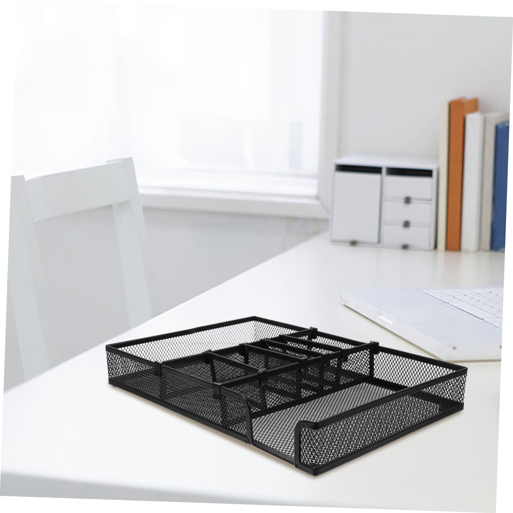 Metallener Stiftehalter Schwarz aus Eisen für Büroorganisation | Schubladeneinsätze aus Metall, Moderner Kleinigkeitenhalter, Einfache Reinigung