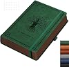 RETTACY Graph Paper Notebook, Thick A5 Grid Notebook, Leather Hardcover 320 Pages,100gsm Squared Paper, Inner Pocket, for Office School Work Women Men Work, 14.5 x 21cm-Dark Green