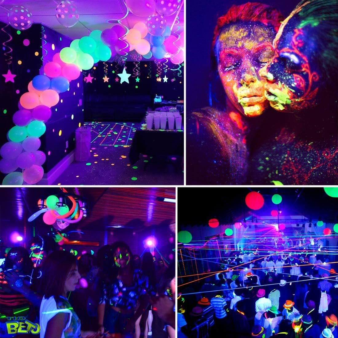 Ontesik A19 LED Black Light Bulbs,E26/E27 Base Dimmable Black Lights,12W UVA Level 395NM, Halloween Light Bulbs，Glow in The Dark，Fluorescent Poster, Body Paint,Neon Glow Party
