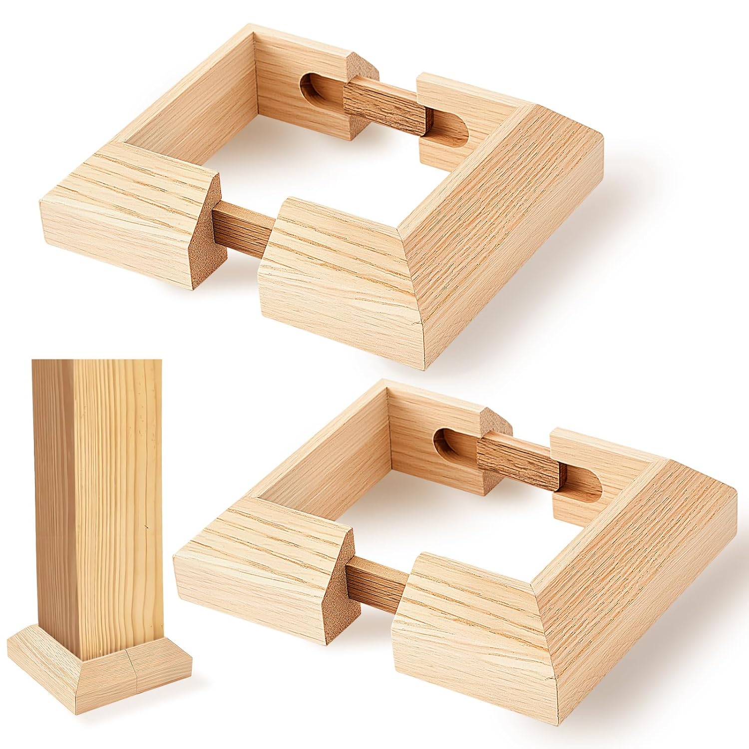 2 Pcs 4" Actual 3.5" x 3.5" Deck Post Base Cover Wood Split Post Cover Skirts for Balcony Decks Railing Mailbox Stairs Risers Porches 2 4" X 4"