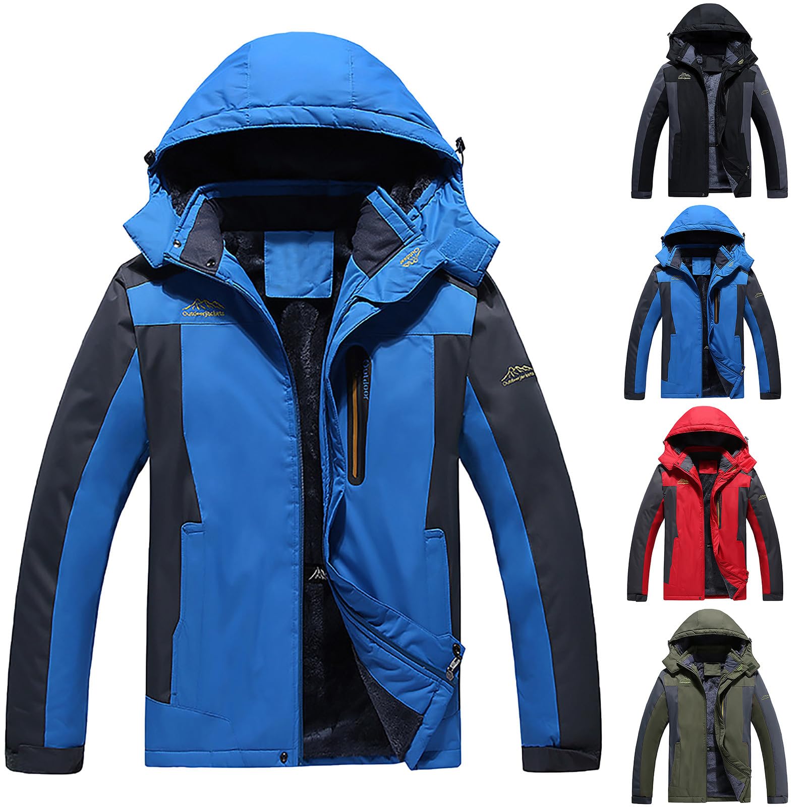 Snowboardjacke Herren Ski Jacken Herre Skijacken Warmer Gefüttert Winter Fleece Winter Arbeitsjacke Mantel Wasserdichter mit Abnehmbarer Kapuze Outdoorjacke Steppjacke Winterkleidung