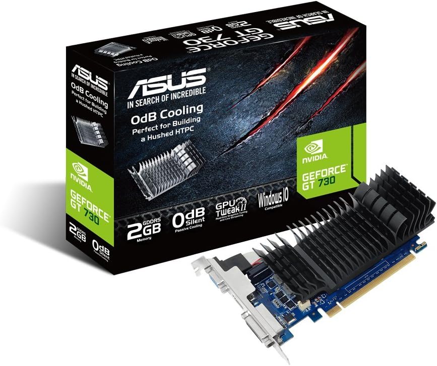 ASUS NVIDIA GeForce GT 730, Scheda Grafica, 2GB GDDR5, PCIe 2.0, HDMI, DVI, D-Sub, Supporta Fino a 3 Monitor, Design a due Slot, Ridotto Consumo Energetico, GPU Tweak II, Blu/Nero ASUS NVIDIA GeForce GT 730, Scheda Grafica, 2GB GDDR5, PCIe 2.0, HDMI, DVI, D-Sub, Supporta Fino a 3 Monitor, Design a due Slot, Ridotto Consumo Energetico, GPU Tweak II, Blu/Nero