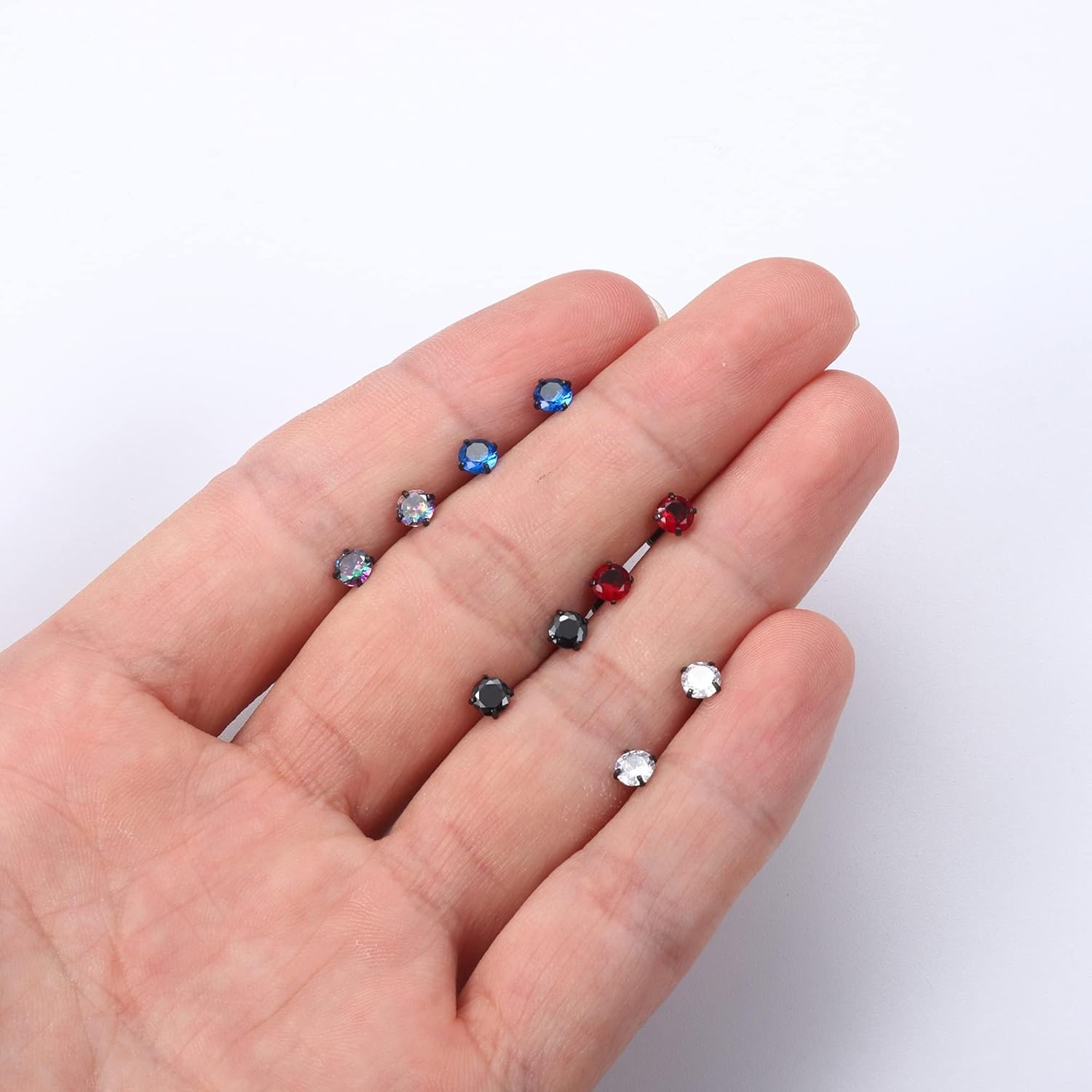 CASSIECA 5 Pairs 𝐒𝐮𝐫𝐠𝐢𝐜𝐚𝐥 𝐒𝐭𝐞𝐞𝐥 𝐄𝐚𝐫𝐫𝐢𝐧𝐠𝐬 Screw Back Stainless Steel Stud Earrings for Women Men, Rainbow 5A Cubic Zirconia Sleeper Studs 𝐇𝐲𝐩𝐨𝐚𝐥𝐥𝐞𝐫𝐠𝐞𝐧𝐢𝐜 𝐄𝐚𝐫𝐫𝐢𝐧𝐠𝐬 𝐟𝐨𝐫 𝐒𝐞𝐧𝐬𝐢𝐭𝐢𝐯𝐞 𝐄𝐚𝐫𝐬 3-8mm - Image 9