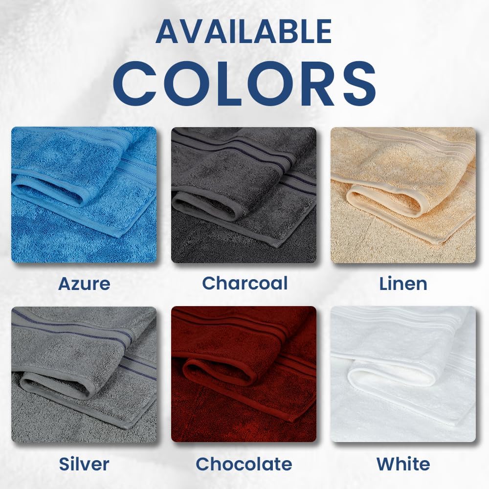 Casa Lino Set of 4 Luxury Linen Bath Towels Extra Large | 100% Soft Cotton 600 GSM Thick Absorbent Quick Dry Hotel Bathroom Towel for Home | 30"x60" | Linen