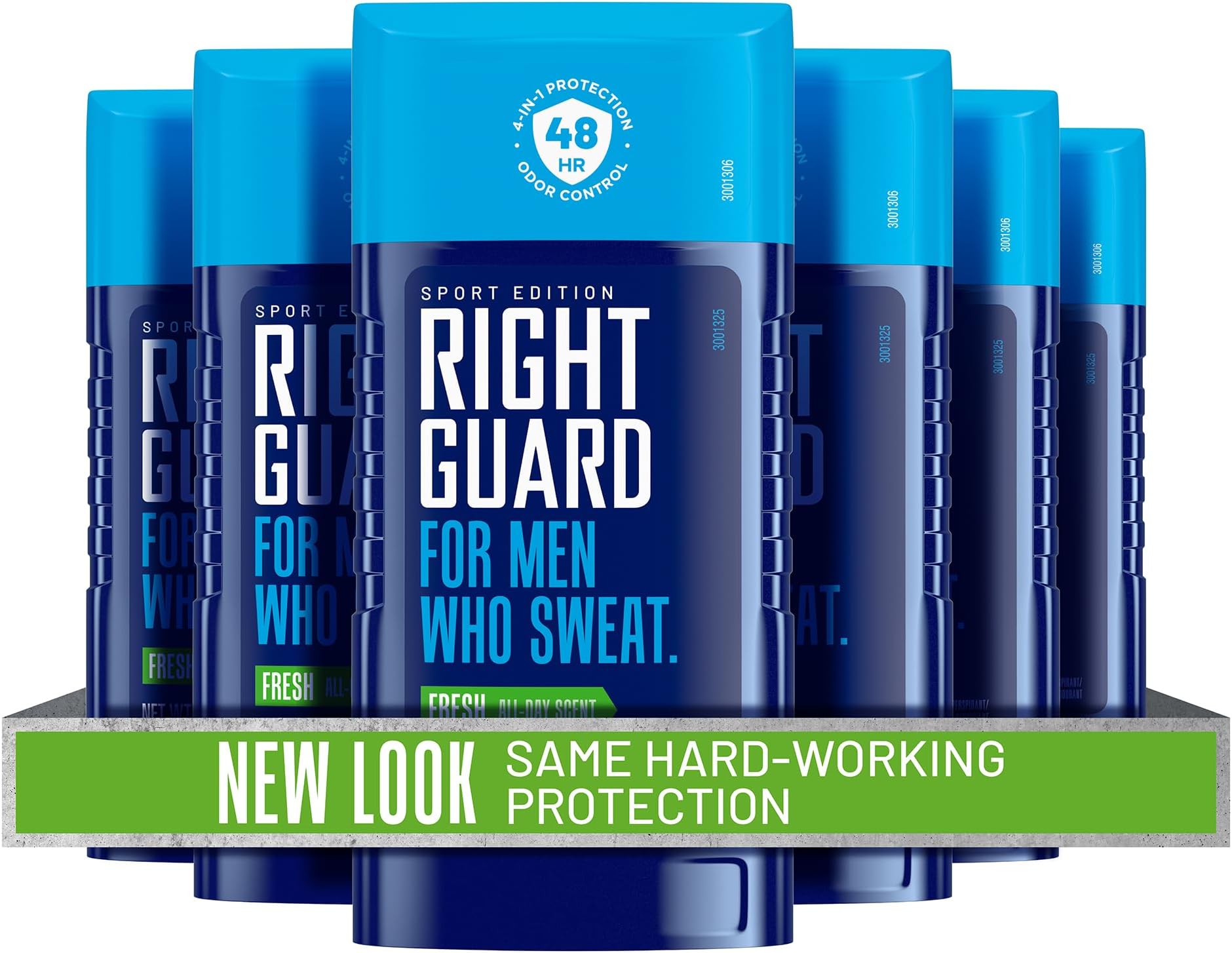 Right Guard Sport Fresh Scent Antiperspirant & Deodorant Invisible Solid - 4-in-1 Deodorant For Men, Blocks Sweat, 48-Hour Odor Protection, Quick-Drying, & Long-Lasting, 2.6 oz (6 Pack)