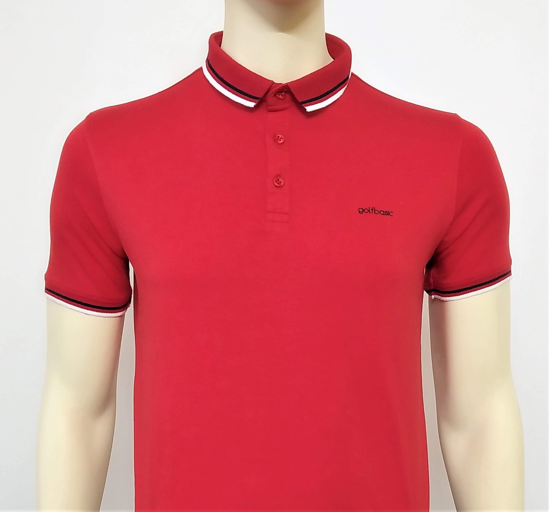 GolfBasic Cotton Tshirts (Red, Medium)