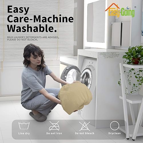 Miniatura 50 de Funda elástica para sofá reclinable de fácil colocación, Tela mezcla de poliéster Algodón, Arena