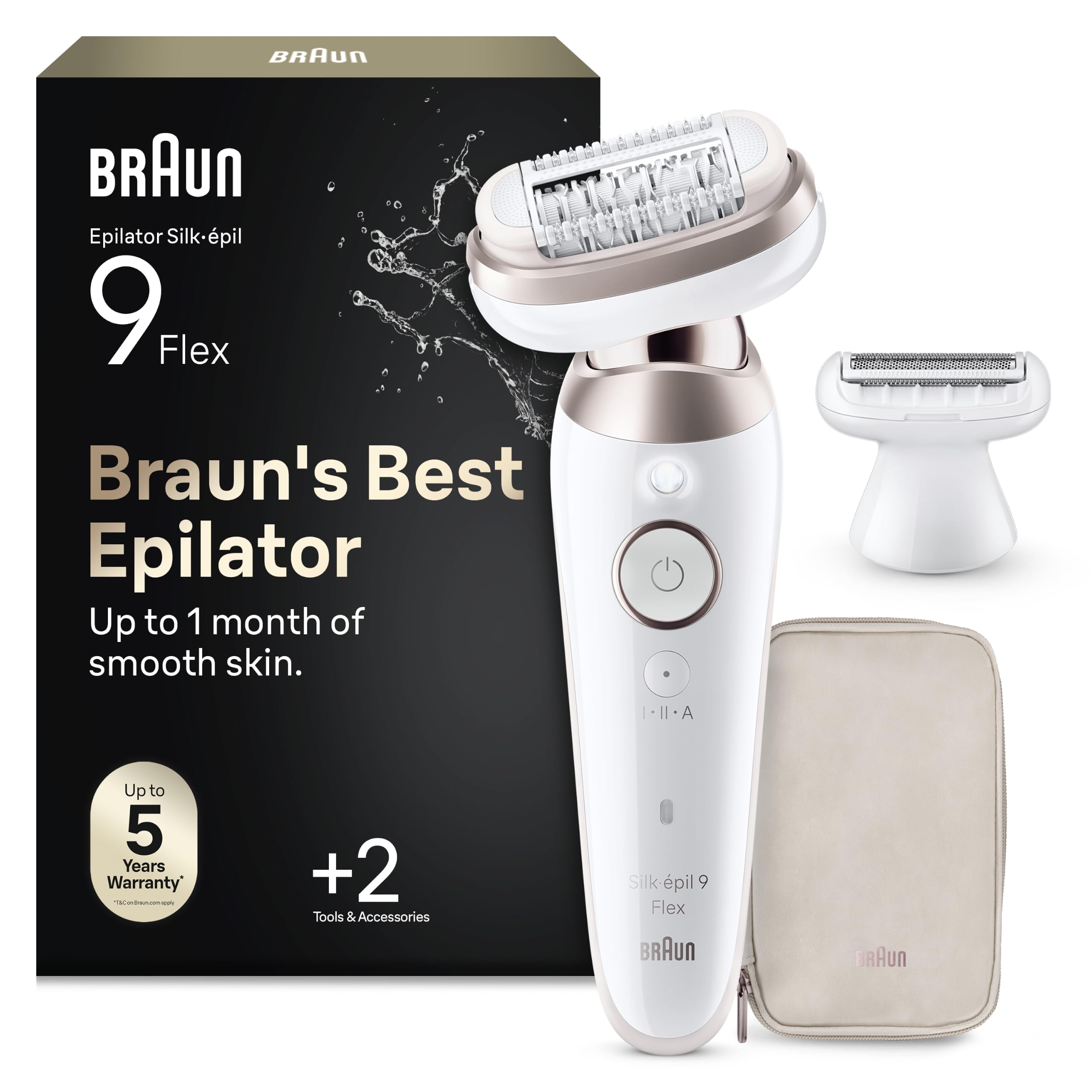 Braun Silk-épil 9 Flex Depiladora Mujer Depiladora Eléctrica Mujer con Cabezal Flexible 360° Para Depilación Simple, Wet & Dry, Piel Lisa Larga Dura, 9-030 3D, Blanco/Rosa