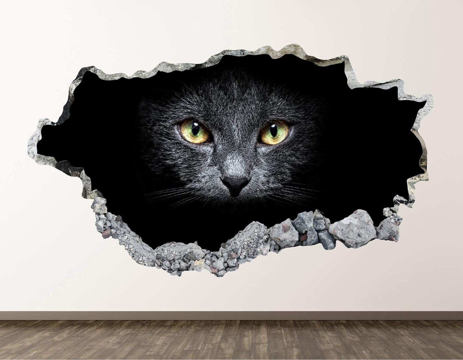 Vinilos Decorativos 3D Rotos Gato Animal Tatuaje de pared vinilo extraíble decoración del hogar Calcomanías impermeables para Guardería Habitación Decoración de pared 70x122cm