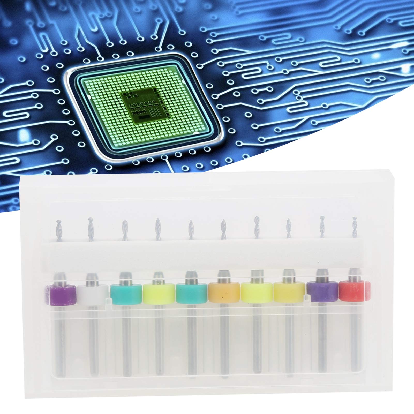 10 Piezas de microbrocas de carburo, Juego de Brocas de PCB, Flauta Espiral, Mini Placa de Circuito de vástago Fijo, Herramientas de perforación Fina 1,1-1,55, Taladro de carburo