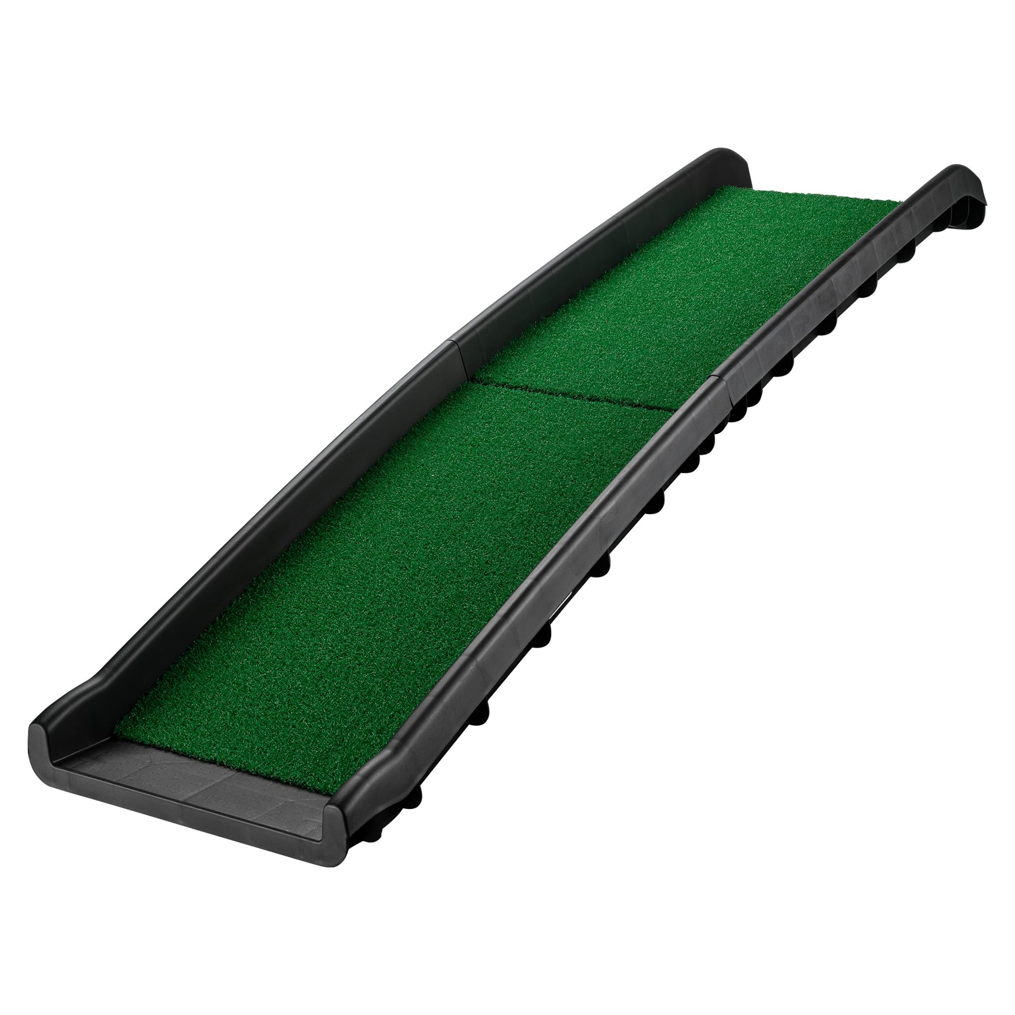 Wiltec Dog Ramp 155 x 40 cm 90 kg Foldable Artificial Grass Surface, Non-Slip Dog Car Ramp, Folding Access Aid Made of PP for Car, SUV and Pick-Up