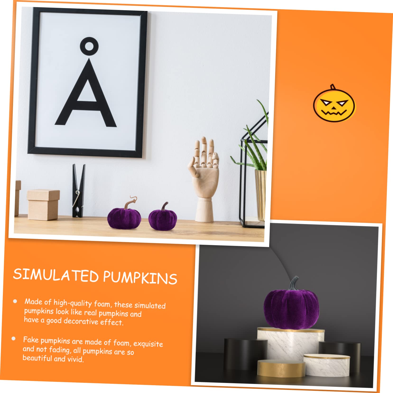 Ciieeo 5pezzi Zucca Decorativa Artificiale Zucca Finta per Halloween e Ringraziamento Ornamento Reale