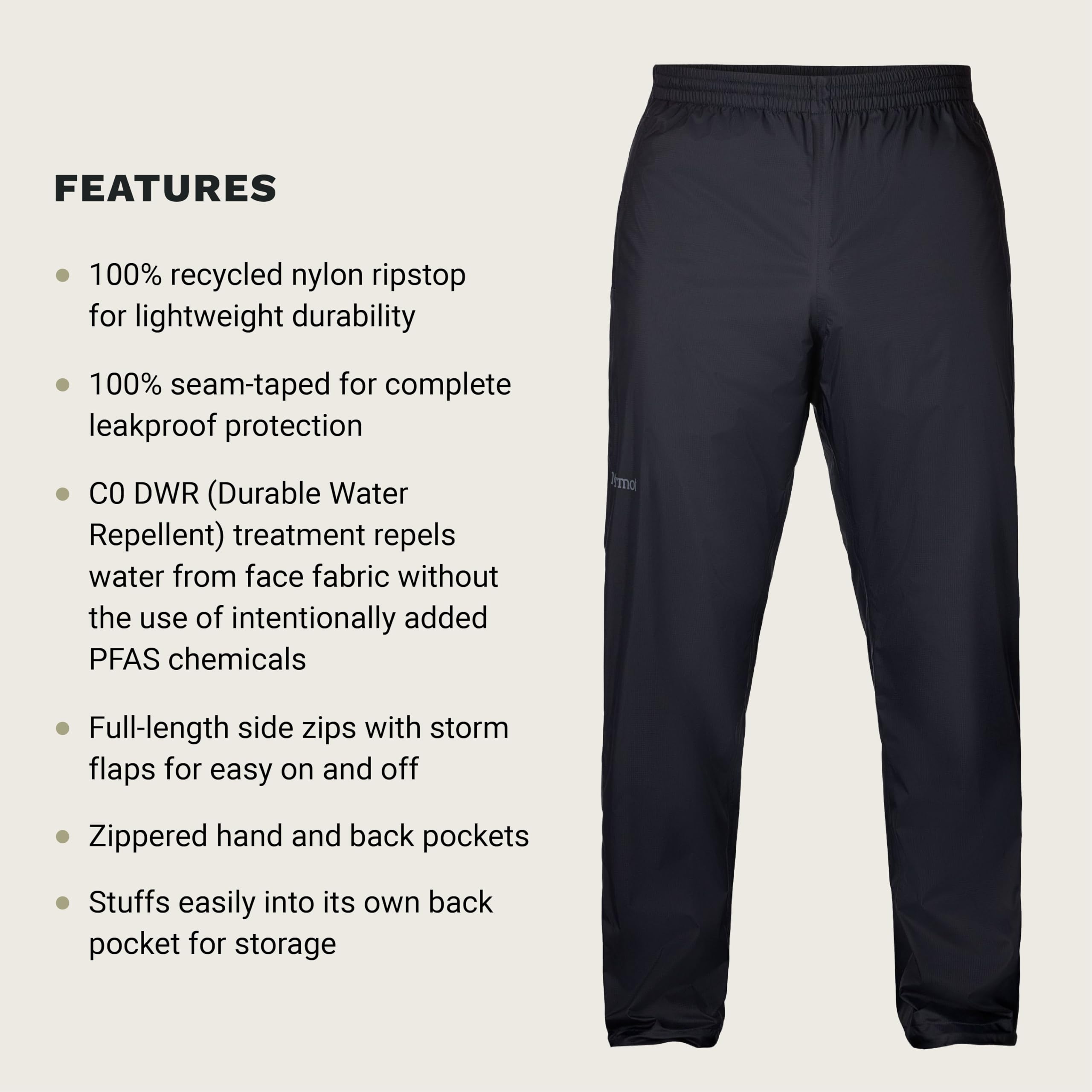 Marmot Herren wasserdichte Hose, atmungsaktive Überziehhose, leichte Regenhose, Winddichte Trekkinghose, ideal für Wandern Precip Evo Full Zip Pant