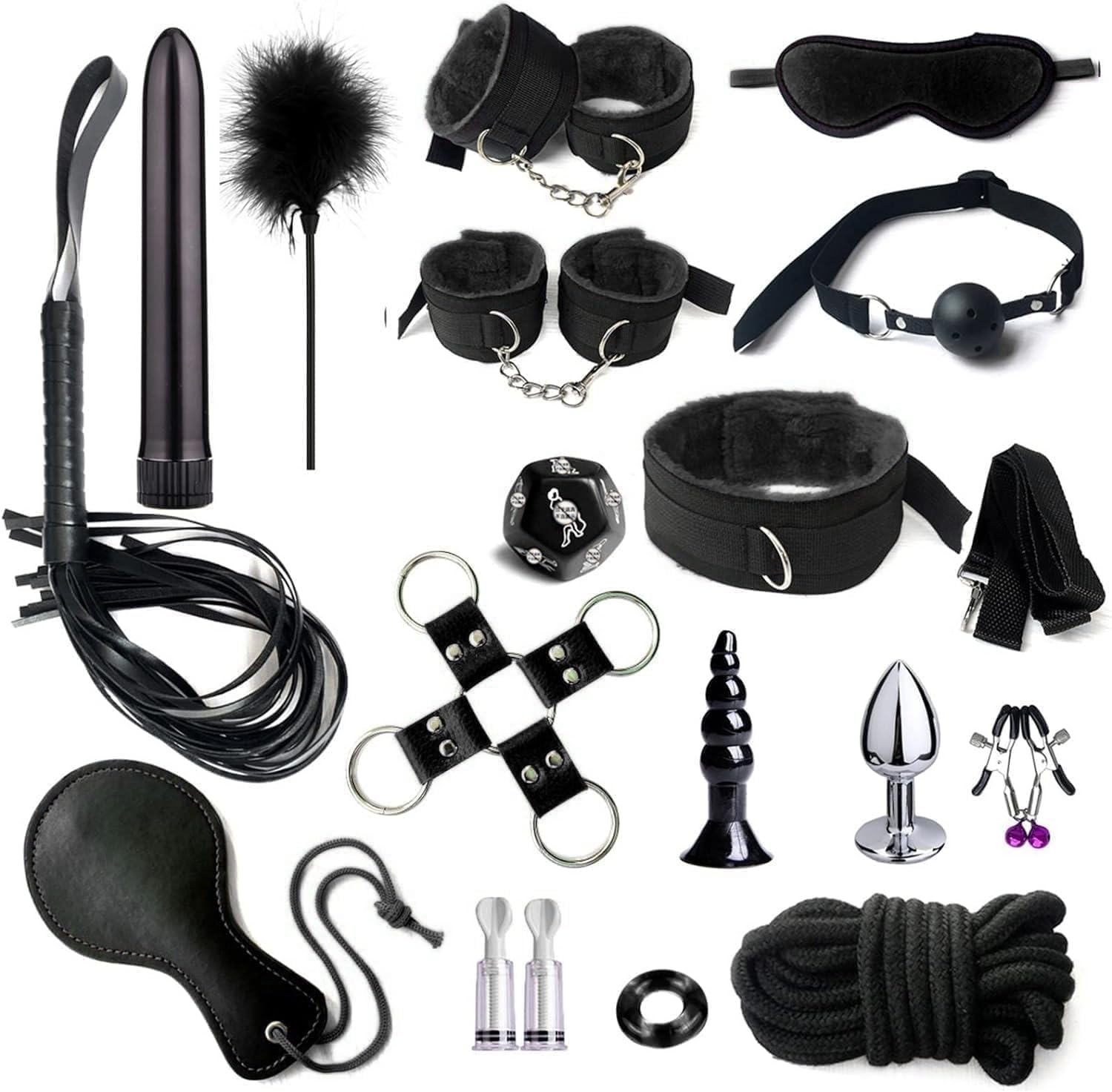 Bondage for Couples Bed Restraint & Bondage Gear with Furry Handcuffs and Tie Perfect Adult Play Accessories for Queen Size Beds Sex Toys for Kit Hoodies D8, Black