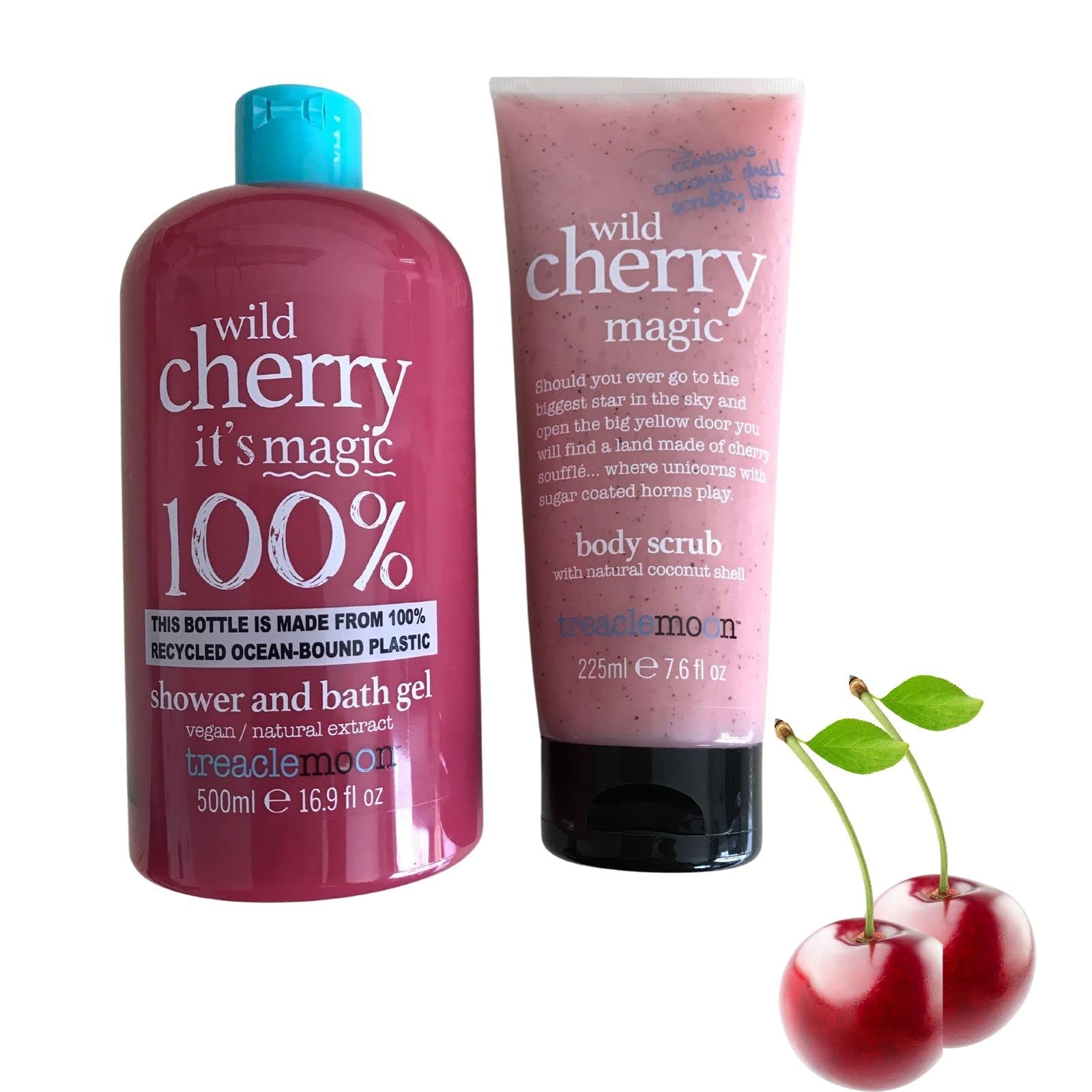 TreaclemoonCherry Bundle. Wild Cherry Magic Shower and Bath Gel (500 ml), with Wild Cherry Magic Body Scrub (225 ml)