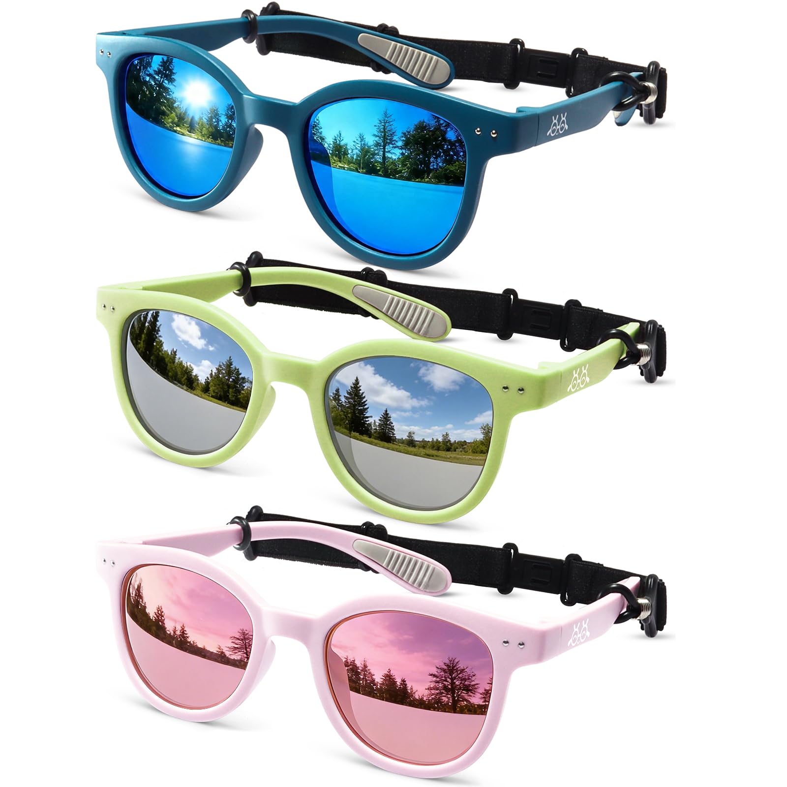 Toddler Kids Sunglasses for Boys Girls Age 2-12 Polarized UV400 with Strap