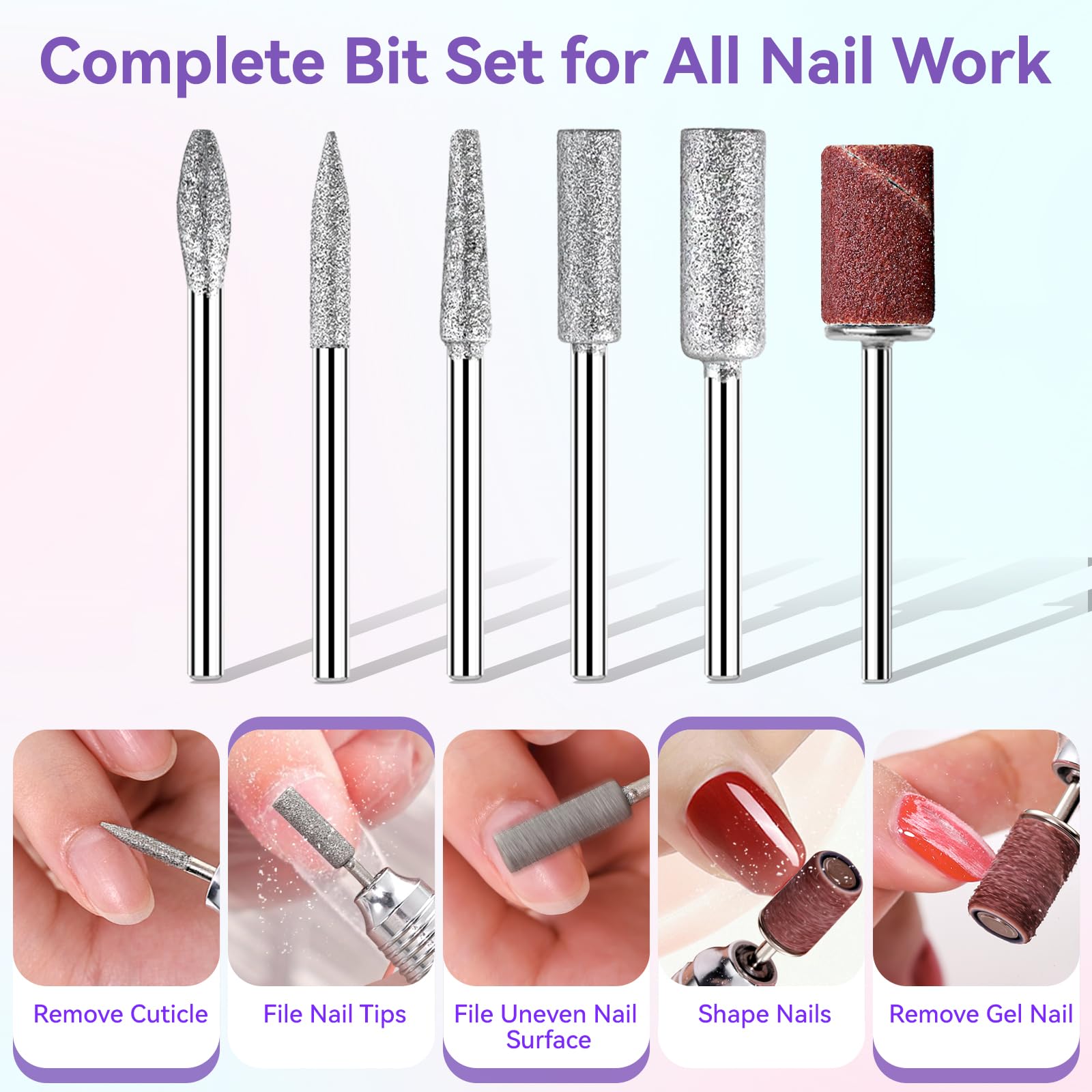 Makartt Fresa per unghie – Ricaricabile Professionale Fresa Chiodi da 35000 giri/min, set di lima elettrica per unghie e lima elettronica per vernice acrilica a immersione in polvere e gel, silenziosa