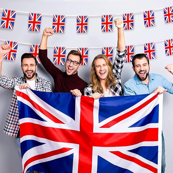 AhfuLife Union Jack Flags 5ft x 3ft, 1pcs Great Britain British UK Flags - Double Side with Brass Eyelets United Kingdom Flag for World Cup Street Indoor Outdoor Party Decorations - 3