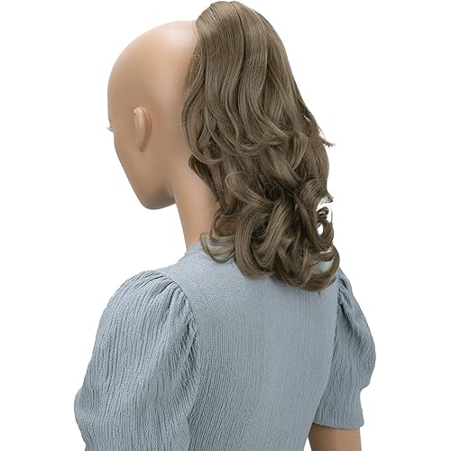 PRETTYSHOP 14" Hair Piece Pony Tail Clip On Extension Voluminous Wavy Heat-Resisting Ash brown # 18T H109