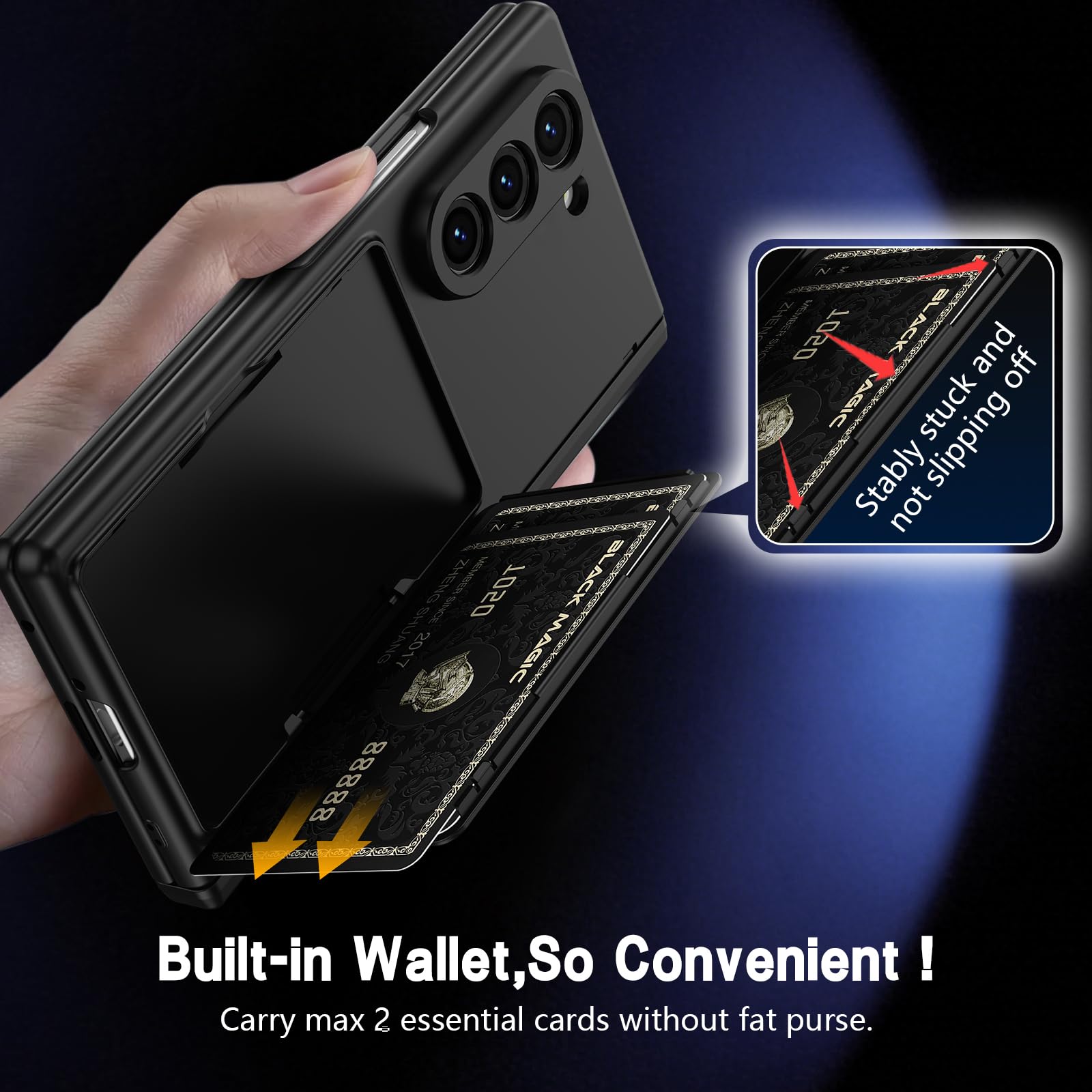 Asuwish Custodia per Samsung Galaxy Z Fold 6 5G 2024 Donna Uomo Nero