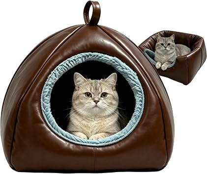 Cat Caves for Indoor Cats, Brown Cat Cave House for Kittens and Small Dogs