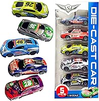 Himeeu Pull Back Racing Cars for Toddlers - 3 Inch Diecast Metal Friction Powered Set of 5 Race Car Toys