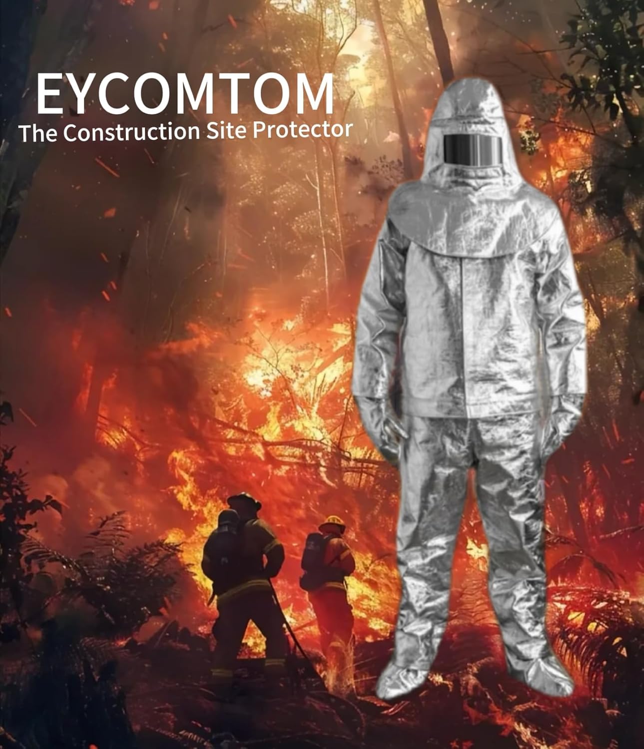 Fire Resistant Suit, Anti Thermal Radiation 1000-1200 ℃ Fireproof Coveralls Heat Resistant Aluminized Uniform
