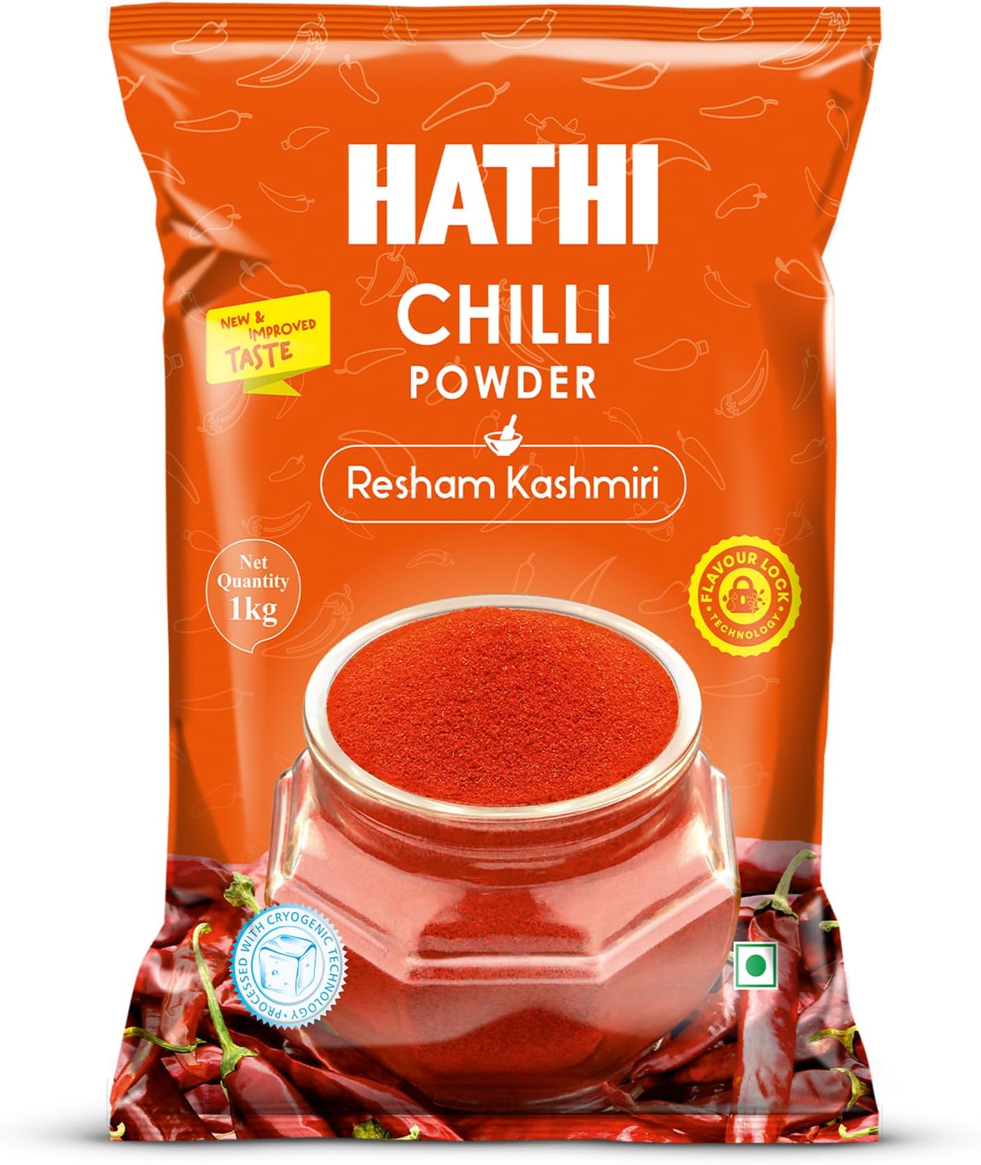 Hathi Masala Pure Resham Kashmiri Red Chilli Powder | Lal Mirch Powder | No Added Preservatives & Colours | Red Chilli Powder for Everyday Indian Cooking | Kashmiri Lal Mirch Powder | Chilli Powder 1kg | Pack of 1